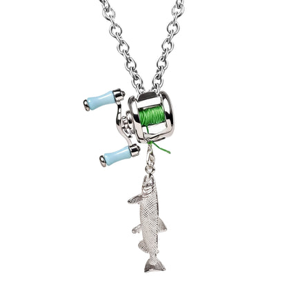 😍 Collectible Mini Fishing Reel Pendant Necklace for Anglers