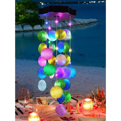 🌈 ✨ Solar-Powered Seashell Wind Chime Light