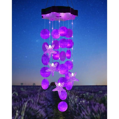 🌈 ✨ Solar-Powered Seashell Wind Chime Light
