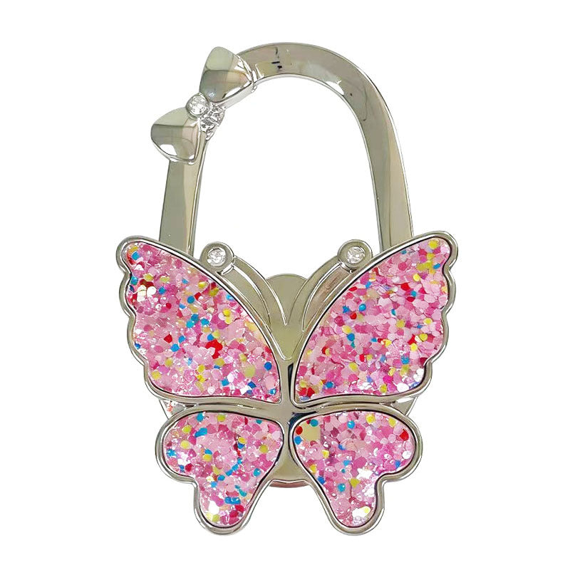 🦋Foldable Purse Hook for Table - Portable Bag Holder,Folding Handbag Hanger Various Heavy Items Desk Hook
