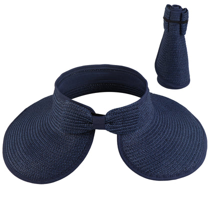 Women's Solid Color Cute Bow Design Wide Brim Straw Hat