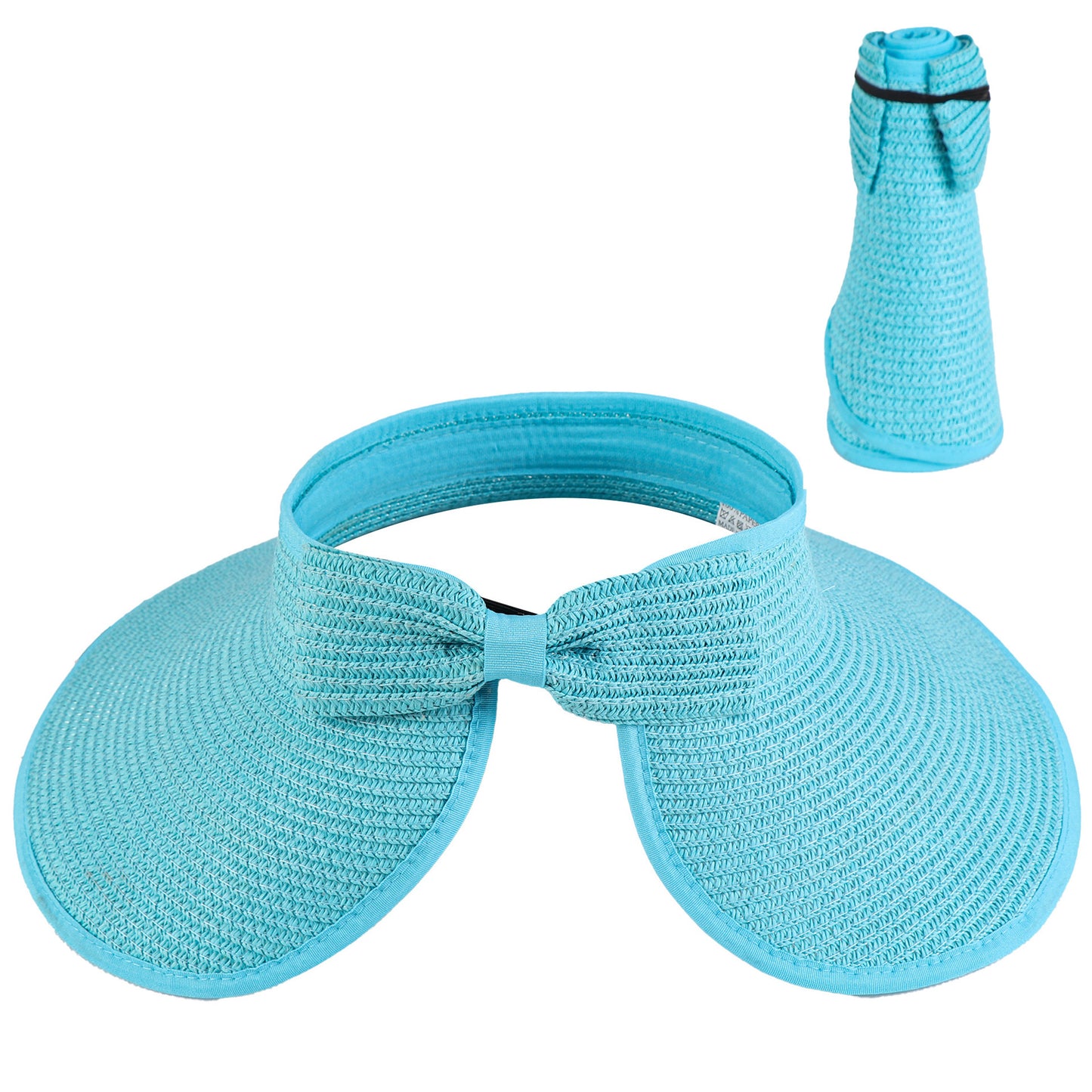 Women's Solid Color Cute Bow Design Wide Brim Straw Hat