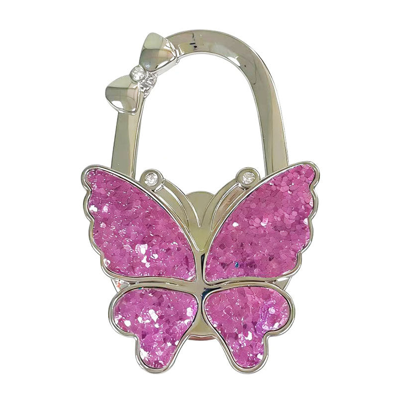 🦋Foldable Purse Hook for Table - Portable Bag Holder,Folding Handbag Hanger Various Heavy Items Desk Hook