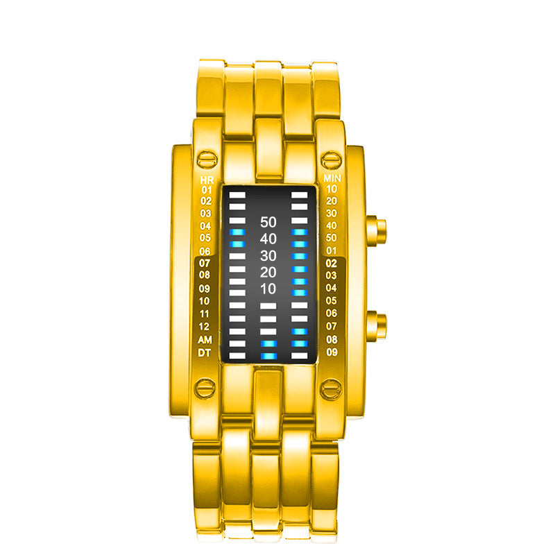 🔥Binary LED Digital Watch, Square Face with Zinc Alloy Band, Unisex Casual Timepiece