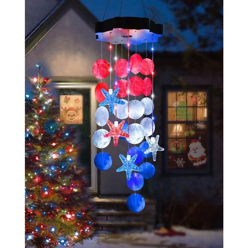🌈 ✨ Solar-Powered Seashell Wind Chime Light