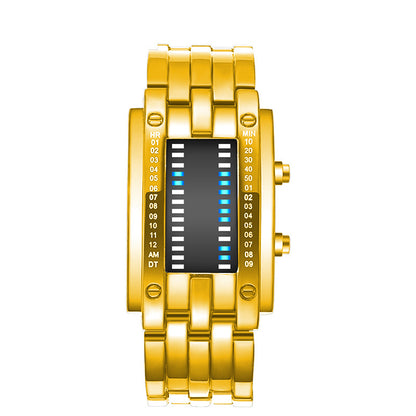 🔥Binary LED Digital Watch, Square Face with Zinc Alloy Band, Unisex Casual Timepiece