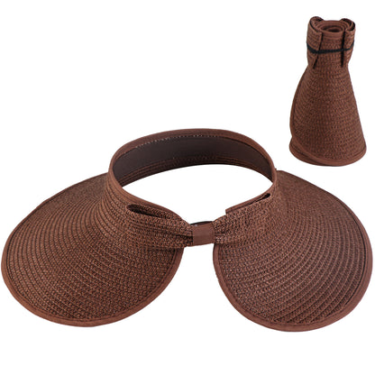 Women's Solid Color Cute Bow Design Wide Brim Straw Hat