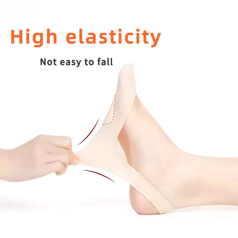 4 Pairs Invisible Summer Silicone Non-Slip Boat Socks for High Heels