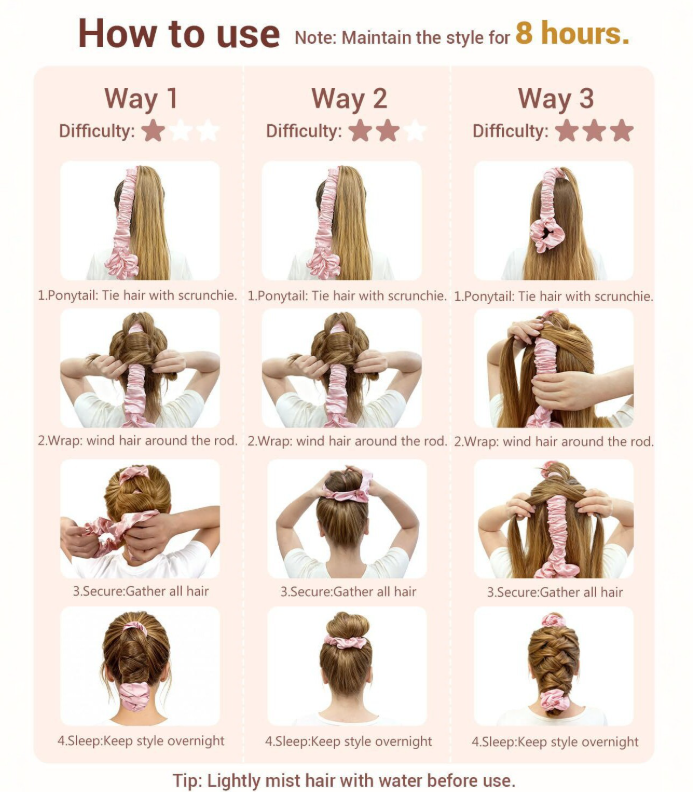 Multi-function Satin Heatless Hair Curler & Hair Tie Non