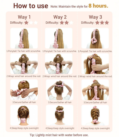 Multi-function Satin Heatless Hair Curler & Hair Tie Non