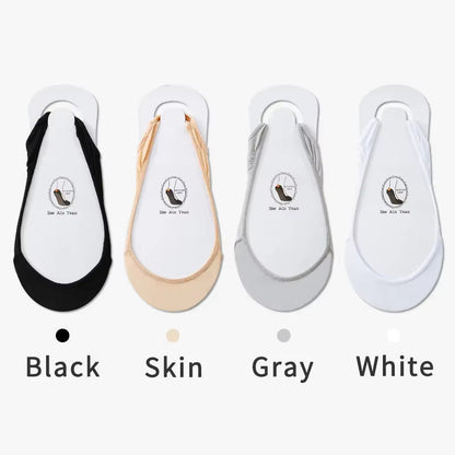 4 Pairs Invisible Summer Silicone Non-Slip Boat Socks for High Heels