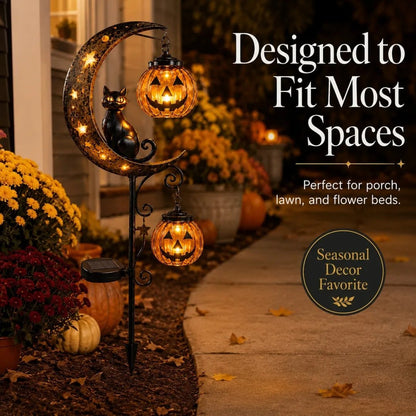(🎁Halloween Early Bird Special Sale 49% OFF)🎃🐈🌙Pumpkin Moon Garden Stake Light