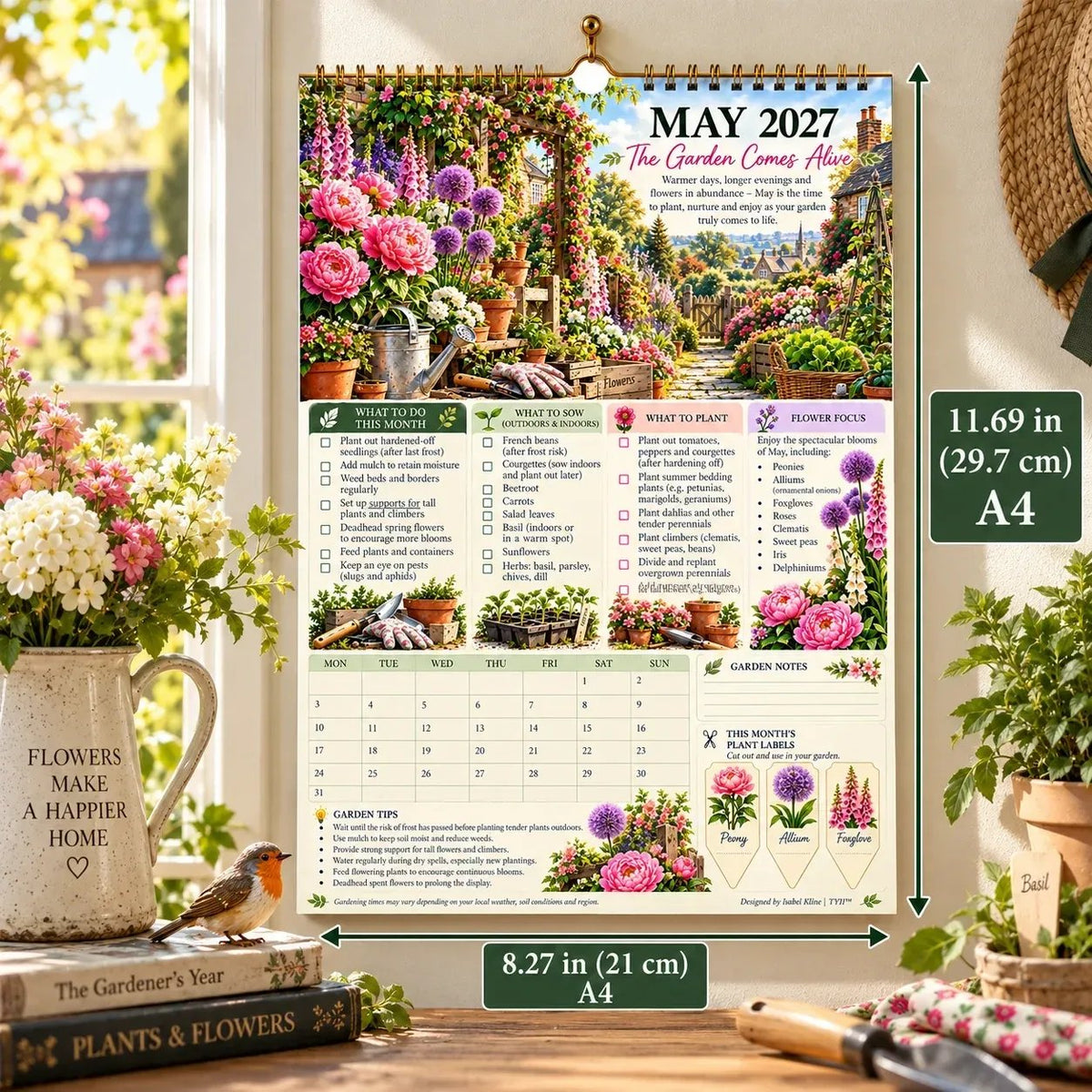 🌿2027 Four Seasons Gardening Calendar & Monthly Planner | Planting Guide, Garden Tasks & Plant Labels🌱