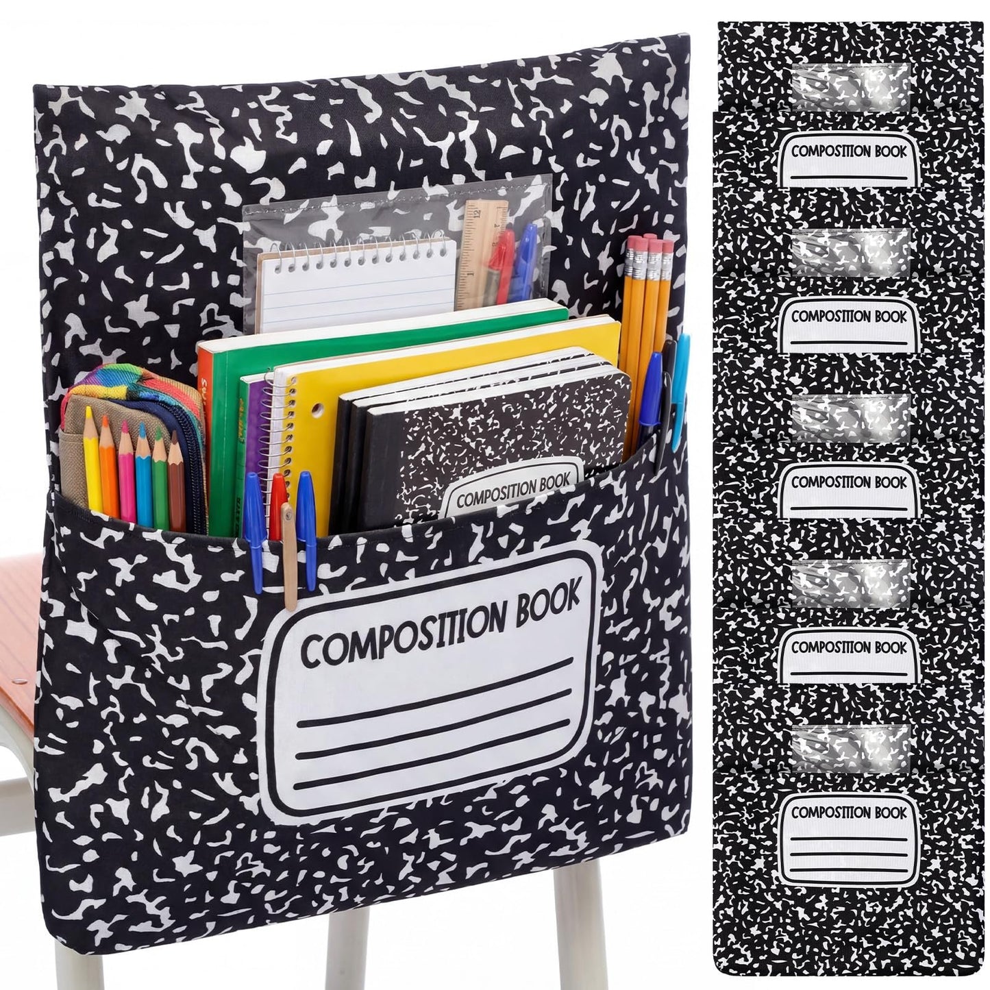 🌈 Classroom Chairback Storage Pockets with Name Slots✏️📚