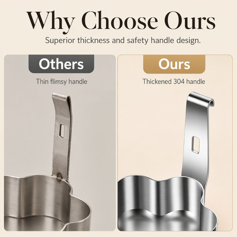 🥚🍳304 Stainless Steel Egg Ring Mold – Fun Shapes, Leak-Resistant Flat Base & Easy-Release