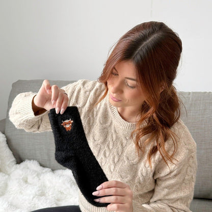 5 Pairs Cartoon Highland Cow Plush Socks for Cold-Free Home Comfort Warmth