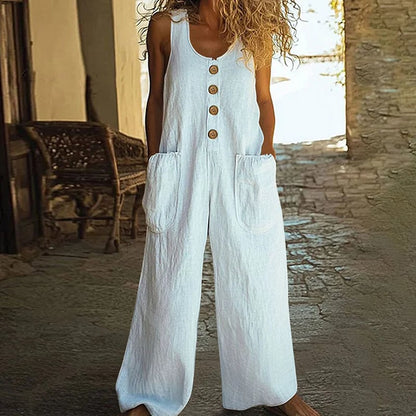💥New Arrivals & Special Offers-Women's Sleeveless Wide-Leg Jumpsuit with Pockets