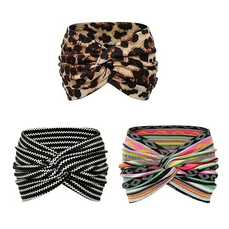 Bohemian-style hairband with a paisley print, wide elasticated hairband