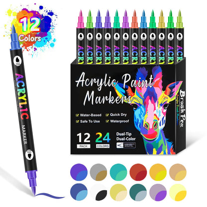 🔥Dual Tip Acrylic Paint Pen Marker - 24/48/72/120Colors