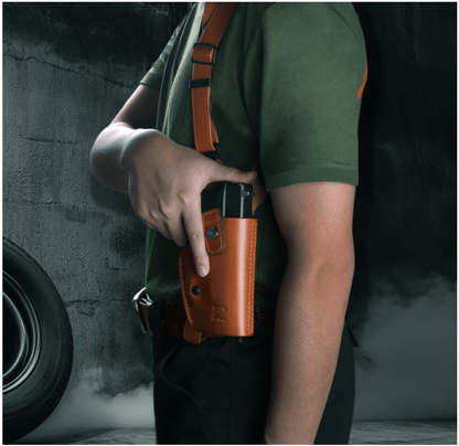 Tactical concealed carry leather shoulder bag