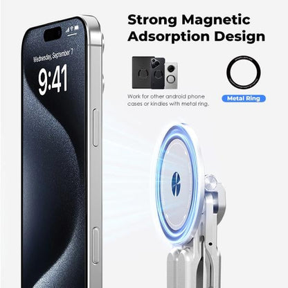 Adjustable Foldable Laptop Stand with Magnetic Phone Holder – Ergonomic & Portable