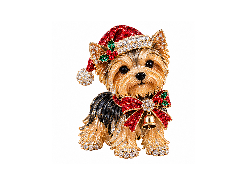 Christmas dog brooch specification image