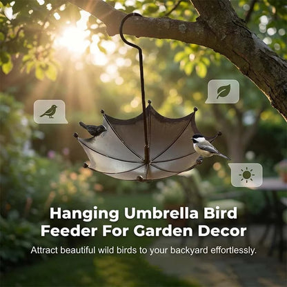 🐦 49% OFF NOW! ✨ Hanging Umbrella Bird Feeder & Bath – Dual-Use, Rust-Resistant, Vintage Style & Perfect for Garden Decor ☂️