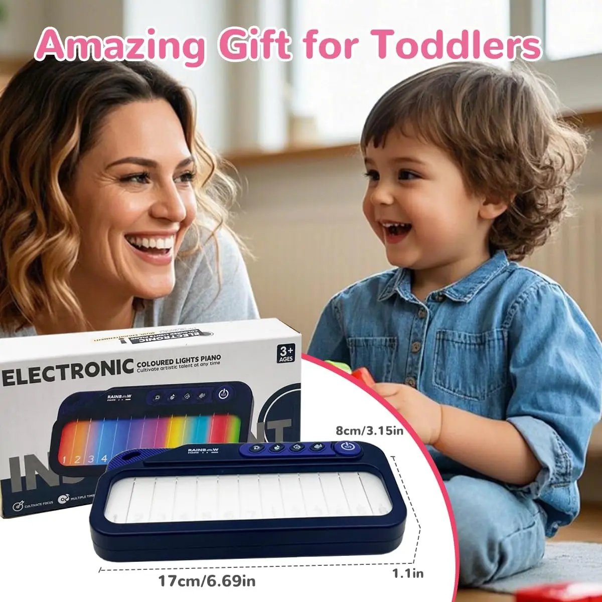 🎹Kids Mini Piano Toy W/Rainbow Lights🎹