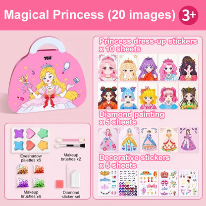 JSR Special Diamond Painting & Princess Book Makeup Craft Kits: Creative Art Books & Paper Play Set for Girls, Easter Handmade Gifts