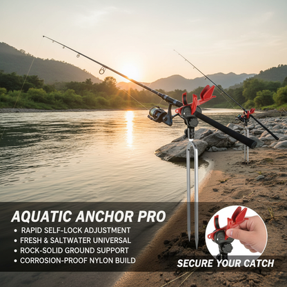 Adjustable fishing rod holder with ground spike for shore fishing
