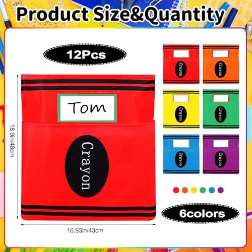 🌈 Classroom Chairback Storage Pockets with Name Slots✏️📚