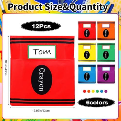 🌈 Classroom Chairback Storage Pockets with Name Slots✏️📚
