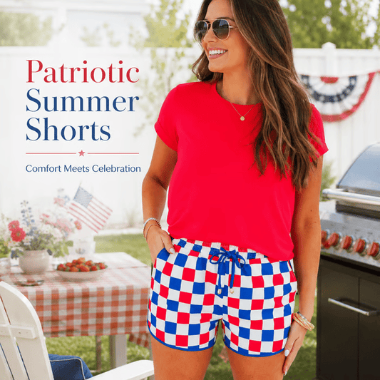 🇺🇸 Patriotic Checkered Casual Shorts for Women