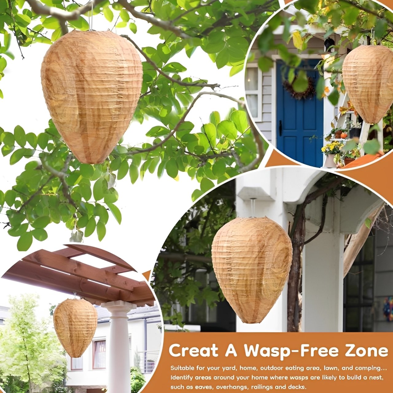 🐝Outdoor Hanging Fake Hornet Nest, Natural Wasp Repellent (8.6*11 inch)👍
