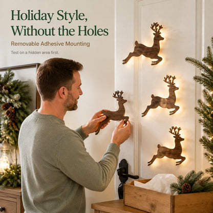 ✨Light-Up Wooden Reindeer | Warm Amber Glow | Zero-Tool Holiday Magic