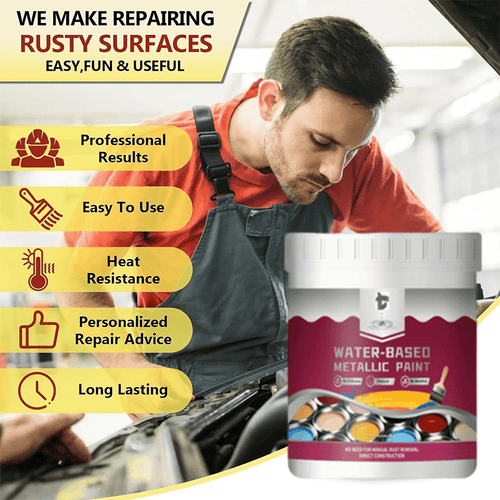 🔥Hot Sale 🔥 Rust Converter & Metallic Paint – Stops Rust, Ready to Paint🛡️