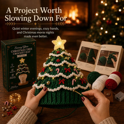 🎄Complete Light-Up Christmas Tree Crochet Hat DIY Kit
