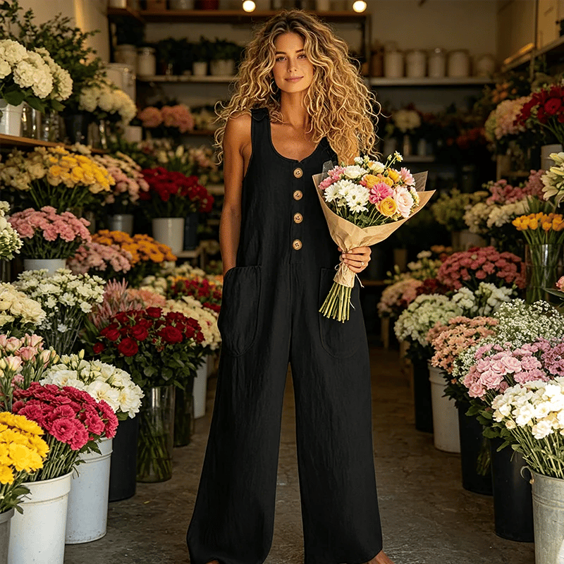 💥New Arrivals & Special Offers-Women's Sleeveless Wide-Leg Jumpsuit with Pockets