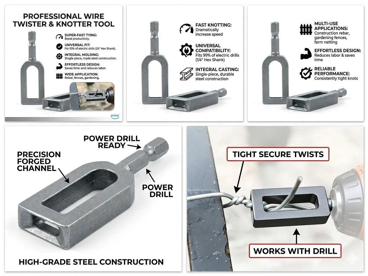 Multifunctional Wire Twister / Knotter — Sizes #9 & #11 — Wire Winding Tool & Twisting Sleeve