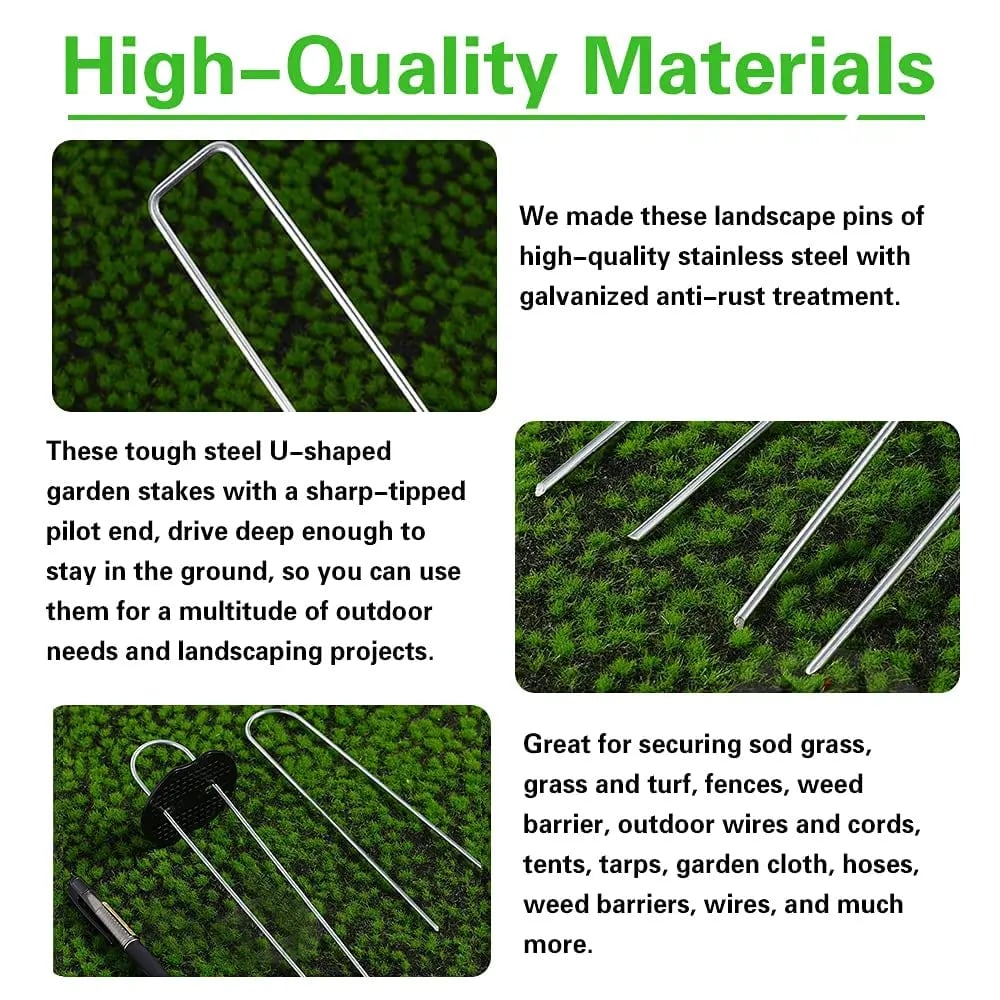 🌿🔩Galvanized Landscape Staples – Heavy Duty Garden Stakes for Weed Barrier & Irrigation