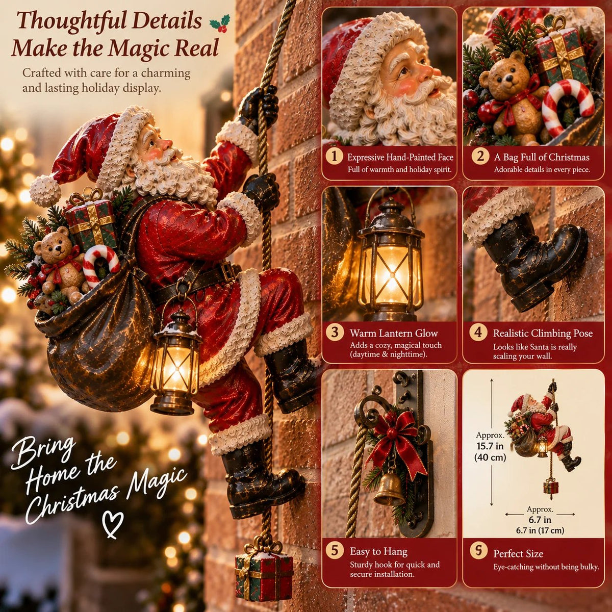 ✨60% OFF🎅Santa's Secret Climb – Lighted Christmas Wall Decoration 🎁