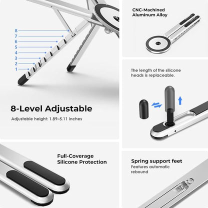 Adjustable Foldable Laptop Stand with Magnetic Phone Holder – Ergonomic & Portable