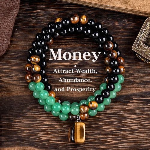 Prosperity Crystal Necklace with Tiger Eye Pendant