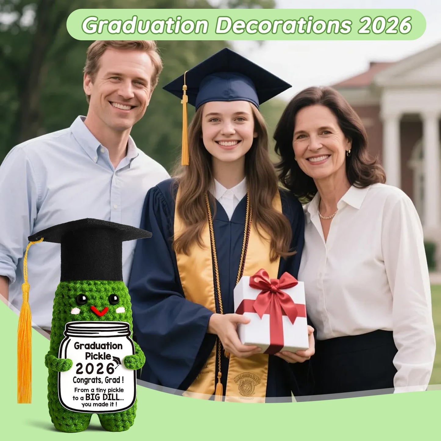 🎓Graduation Pickle Funny Handmade Crochet Grad Gifts for Him Her