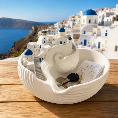🔥Last Day 50% OFF – 🌊 Hand-Painted Santorini Catchall Bowl | Limited Coastal Decor ✨