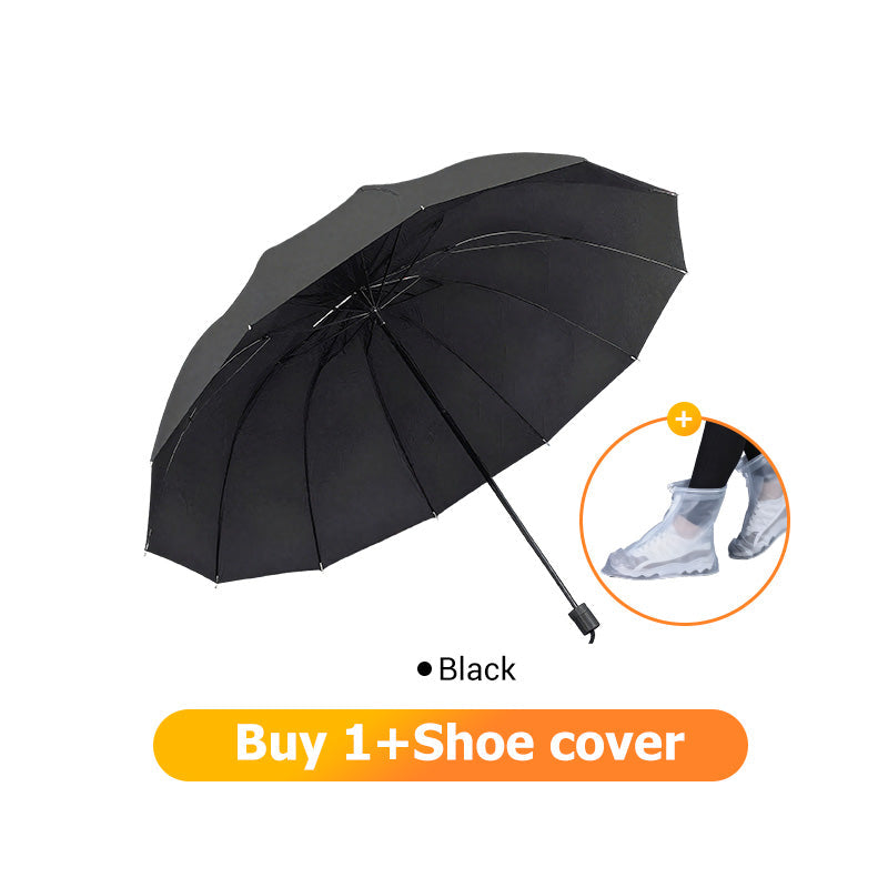 12-Rib Large Foldable Windproof Umbrella