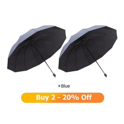 12-Rib Large Foldable Windproof Umbrella