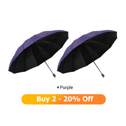 12-Rib Large Foldable Windproof Umbrella