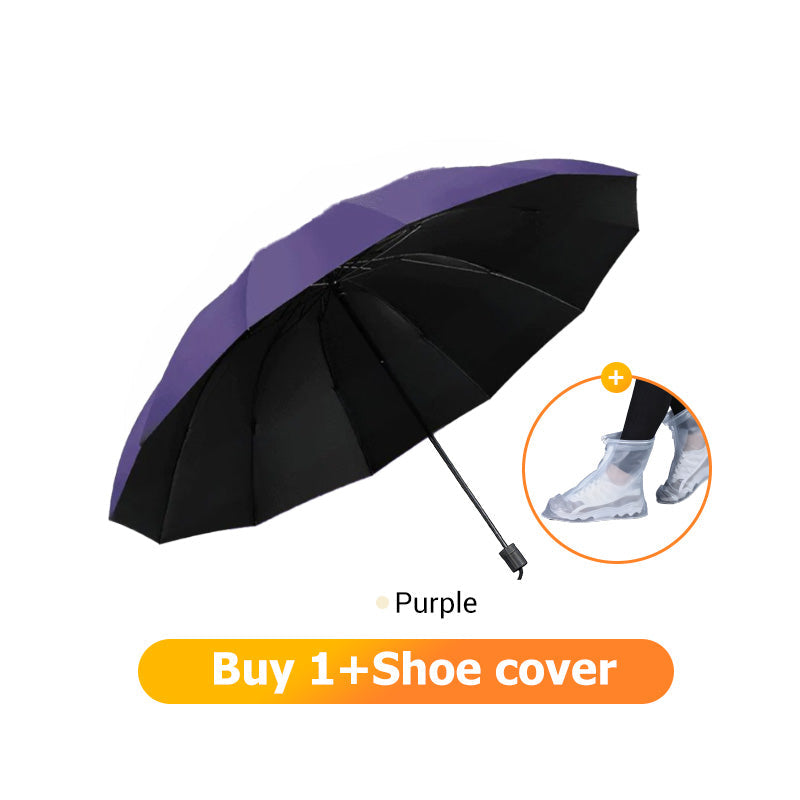 12-Rib Large Foldable Windproof Umbrella