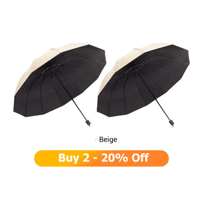 12-Rib Large Foldable Windproof Umbrella